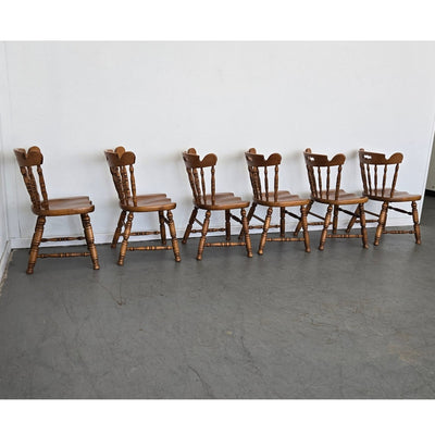 Vintage Tell City Solid Maple Colonial Spindle Back Side Chair (Set of 6)