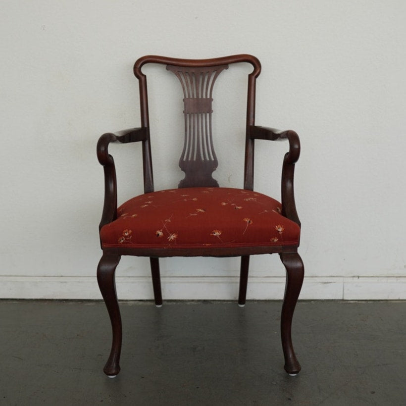 Vintage Mahogany Lyre-Back Armchair