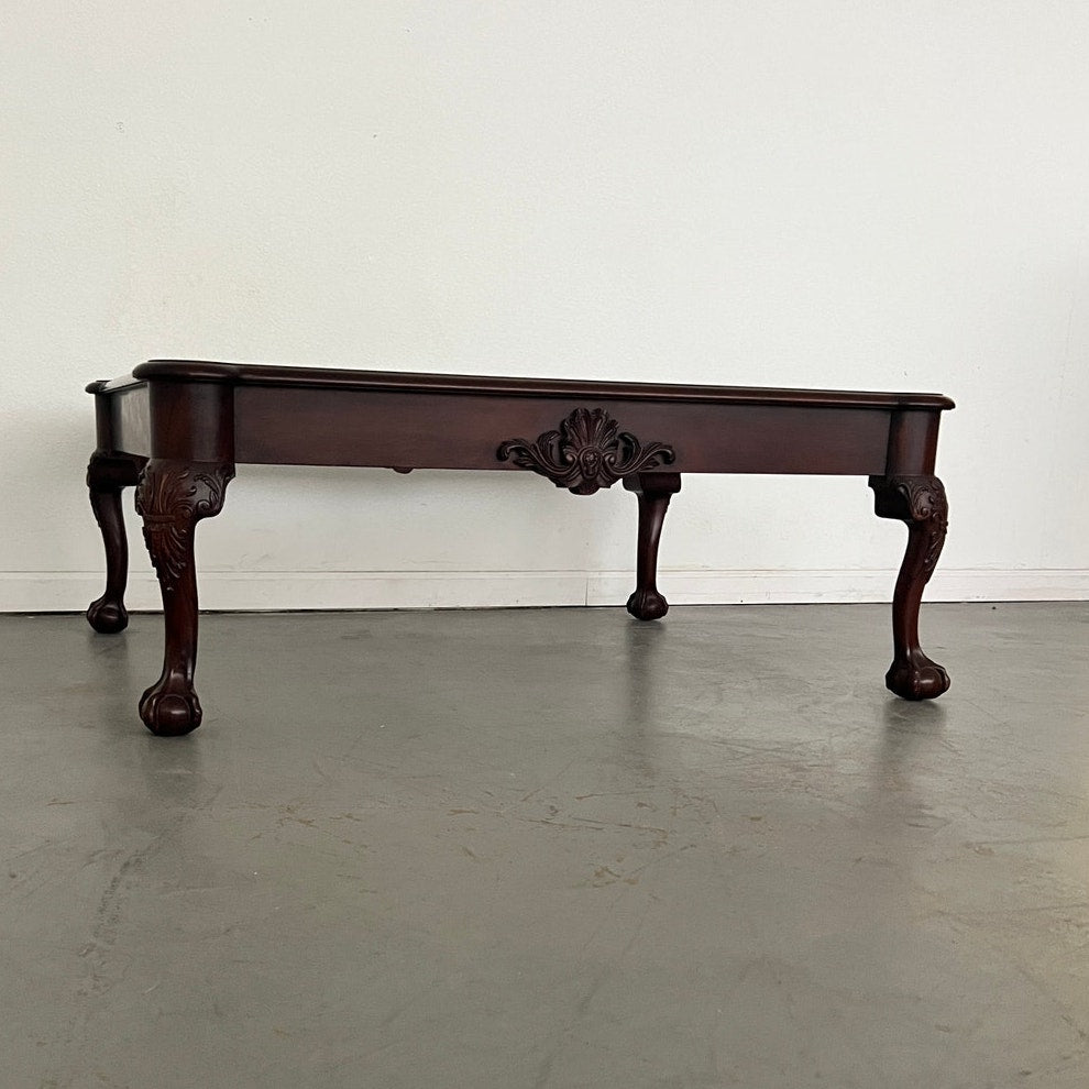 Vintage Henkel Harris Ball & Claw Carved Mahogany Coffee Table