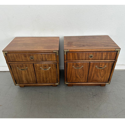 Vintage Drexel Accolade Campaign Style Nightstands (Set of 2)