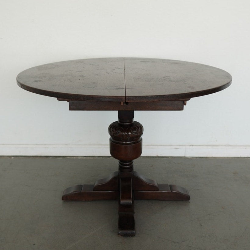 Vintage Jaycee English Oak Extendable Pedestal Dining Table