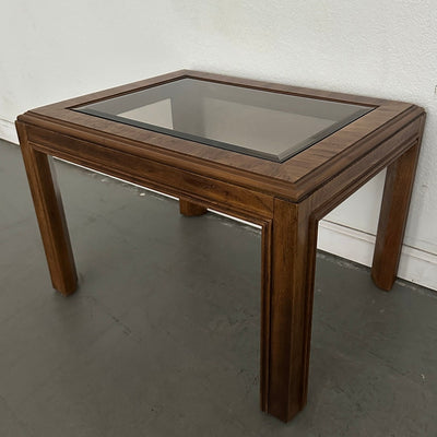 Vintage Drexel Heritage Accolade Collection Glass-Top End Table