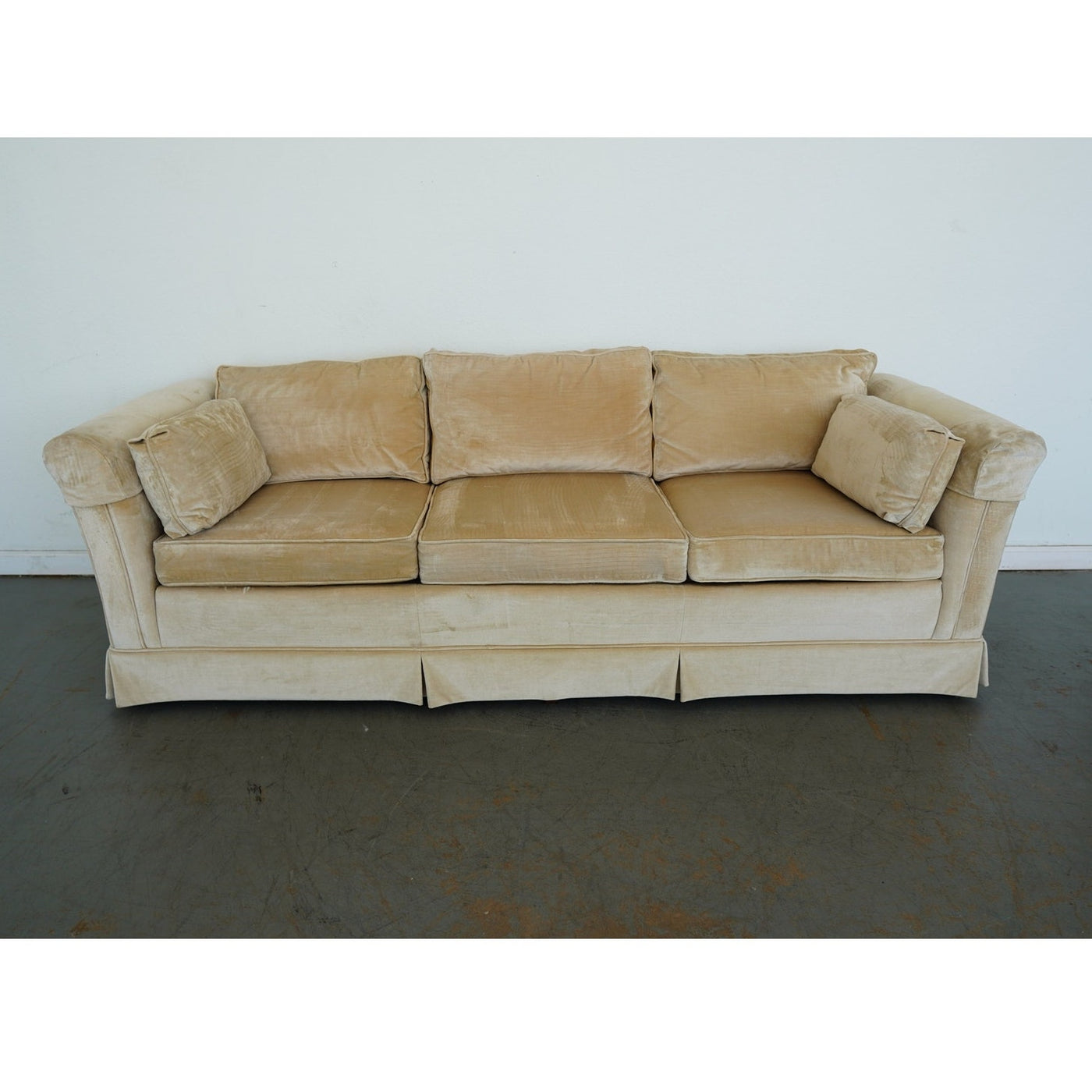 Vintage Drexel Heritage Skirted Velvet Sofa