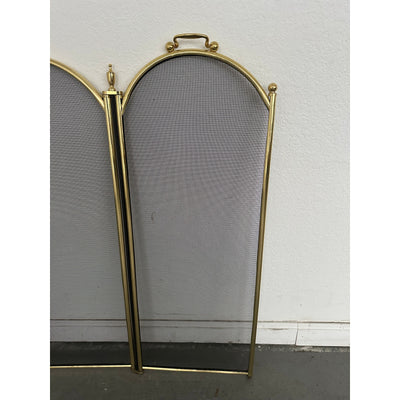 Vintage Brass Fireplace Tool Set & 4-Panel Screen (Set of 2)