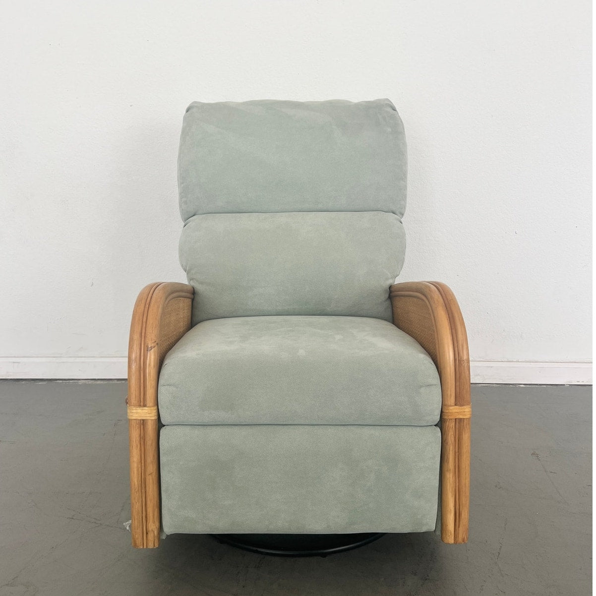 Vintage Rattan Swivel Glider Recliner Green
