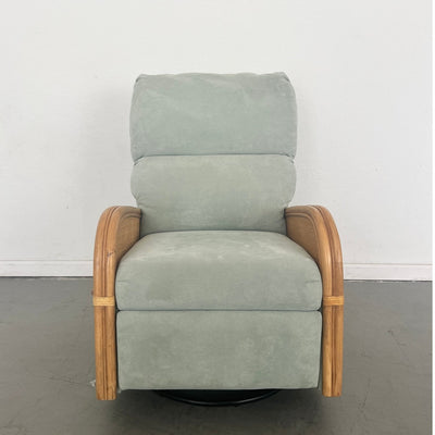 Vintage Rattan Swivel Glider Recliner Green