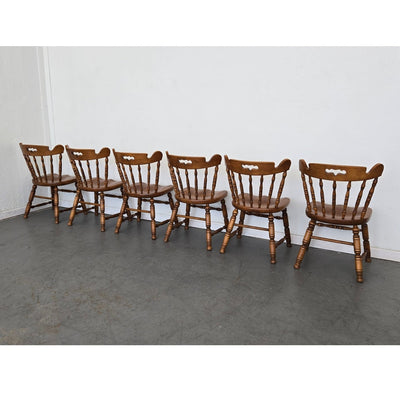 Vintage Tell City Solid Maple Colonial Spindle Back Side Chair (Set of 6)