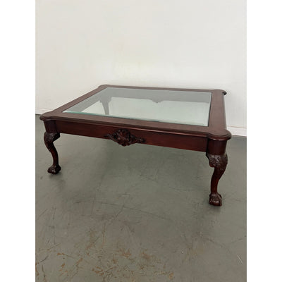 Vintage Henkel Harris Ball & Claw Carved Mahogany Coffee Table