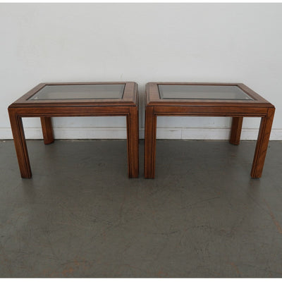 Vintage Drexel Heritage Accolade Collection Glass-Top End Tables (Set of 2)