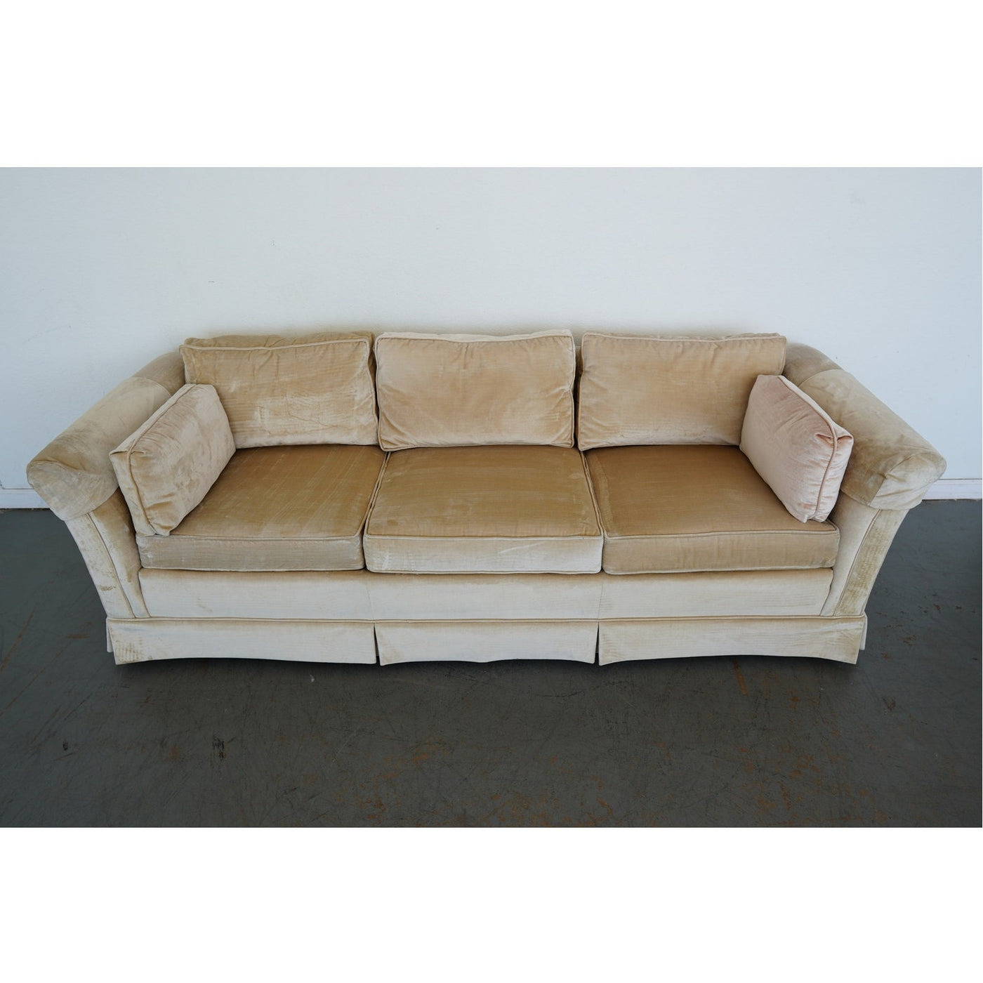 Vintage Drexel Heritage Skirted Velvet Sofa