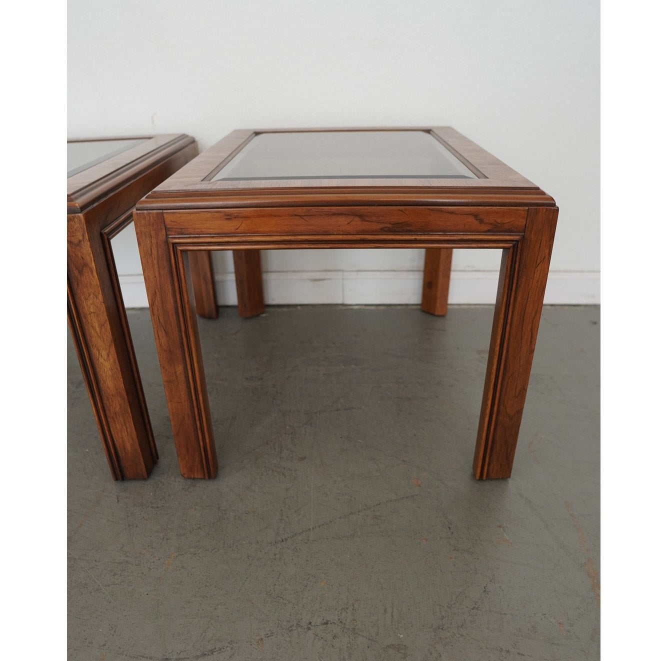 Vintage Drexel Heritage Accolade Collection Glass-Top End Tables (Set of 2)