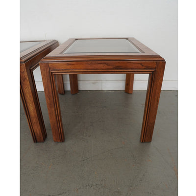 Vintage Drexel Heritage Accolade Collection Glass-Top End Tables (Set of 2)