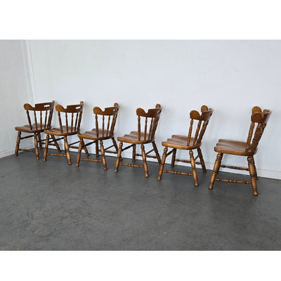 Vintage Tell City Solid Maple Colonial Spindle Back Side Chair (Set of 6)