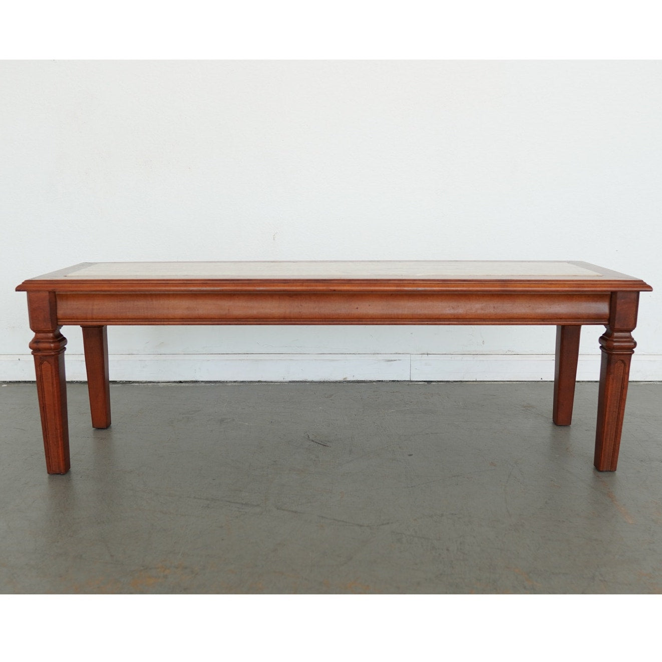 Wood and Travertine Inlay Bench