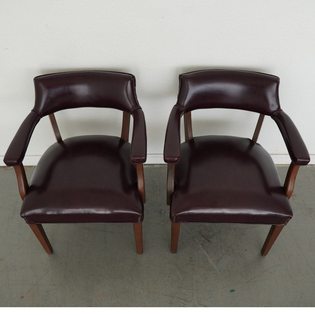 Hickory Leather Co. Burgundy Arm Chairs (Set of 2)