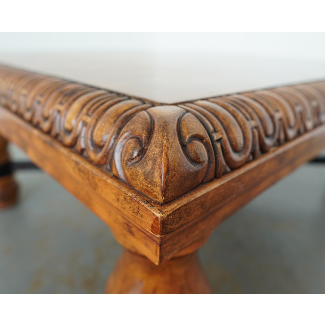 Ethan Allen Square Carved Coffee Table