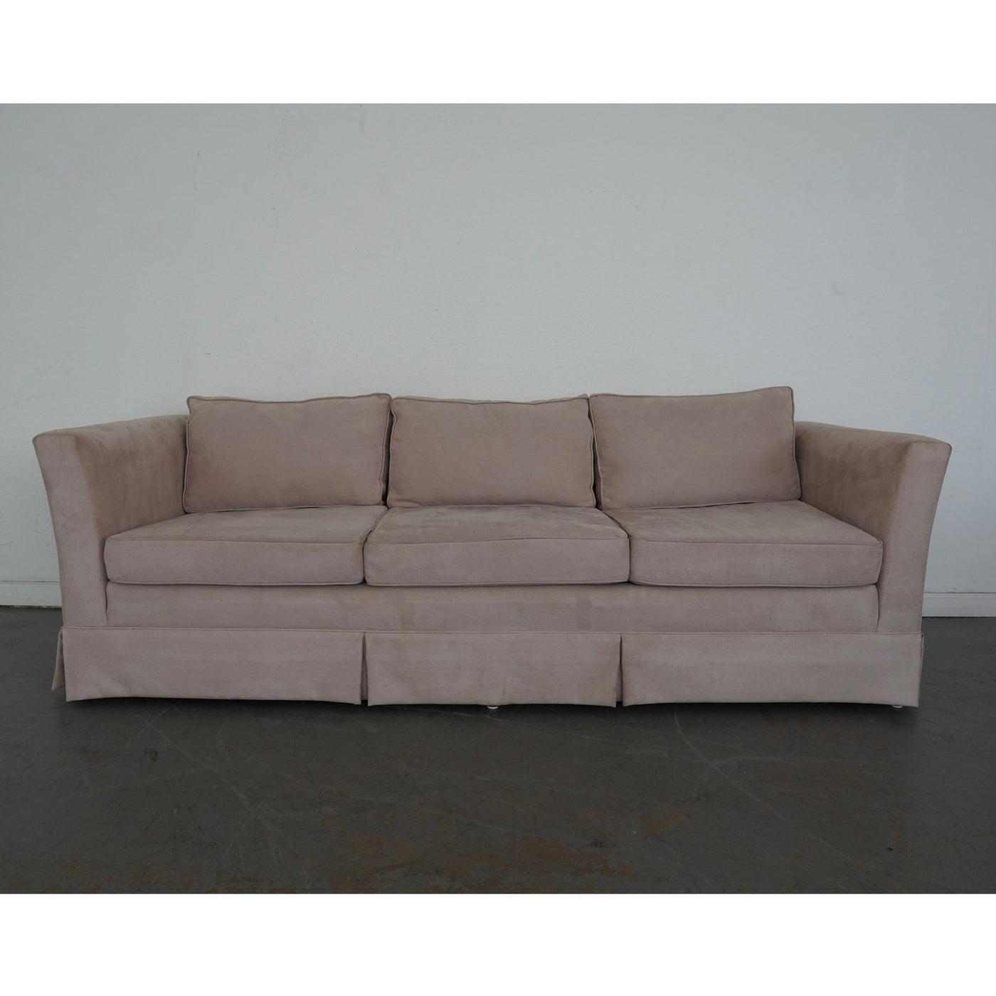 Vintage Drexel Heritage Skirted Suede Sofa