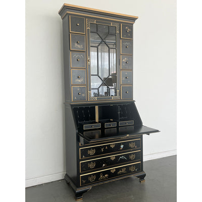 Vintage Jasper Cabinet Co. Black Lacquer Secretary Desk