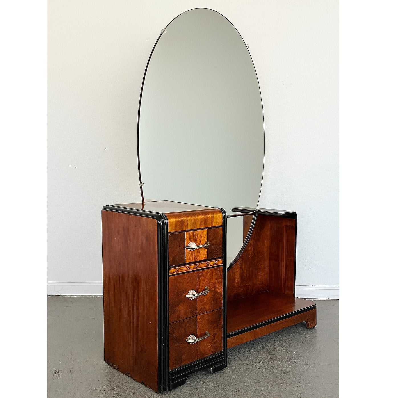 Vintage Doernbecher Furniture Co. Art Deco Waterfall Vanity & Stool