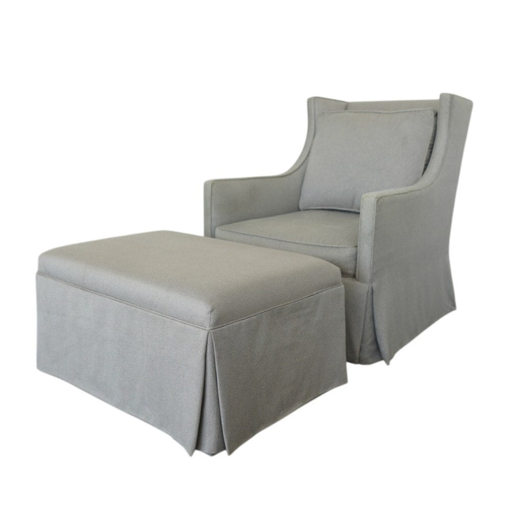 Upholstered Swivel Armchair & Ottoman