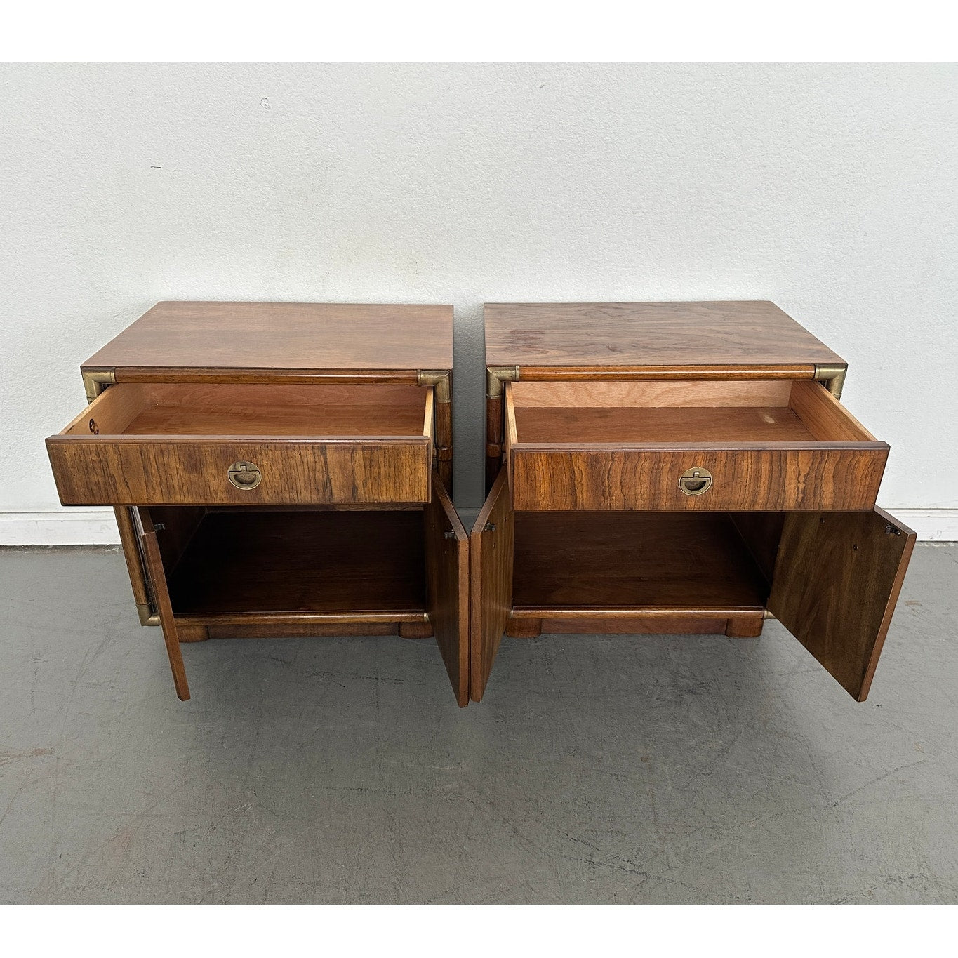 Vintage Drexel Accolade Campaign Style Nightstands (Set of 2)