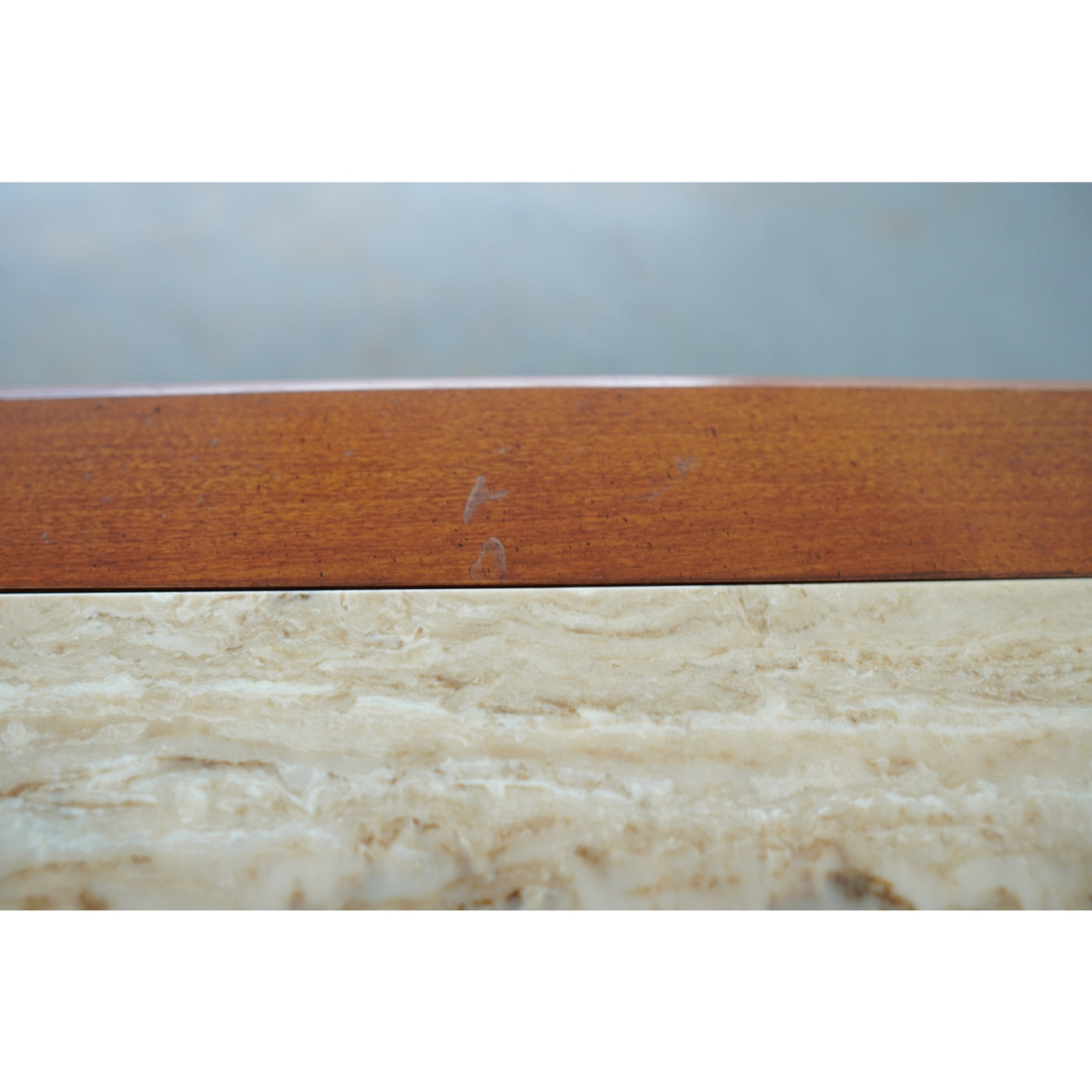 Wood and Travertine Inlay Bench