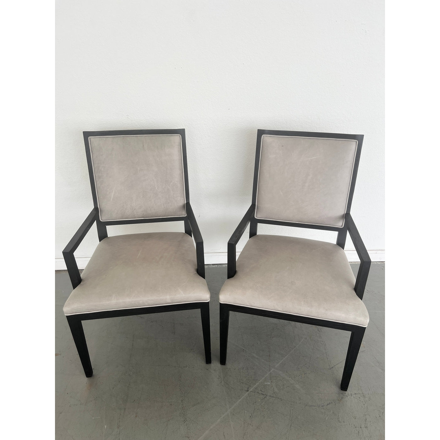 Restoration Hardware French Contemporary Leather Armchairs (Set of 2)