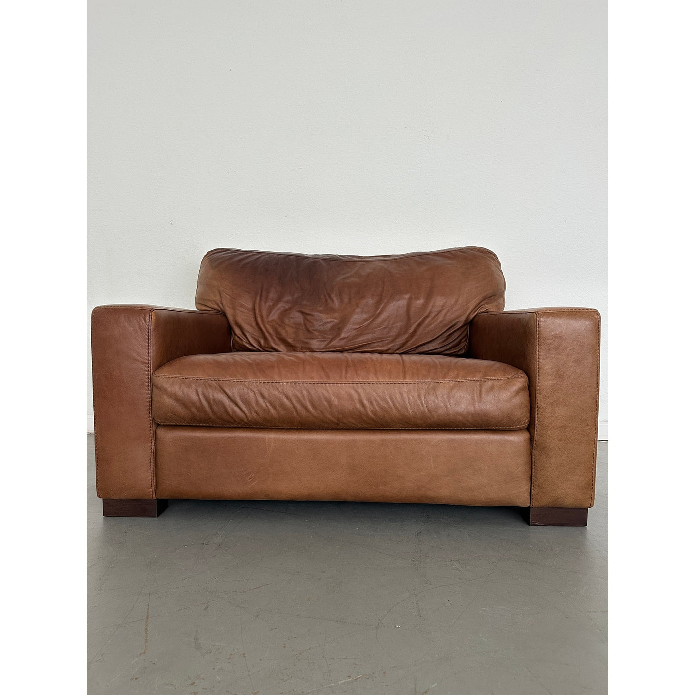 Softline Leather Chair & a Half and Ottoman