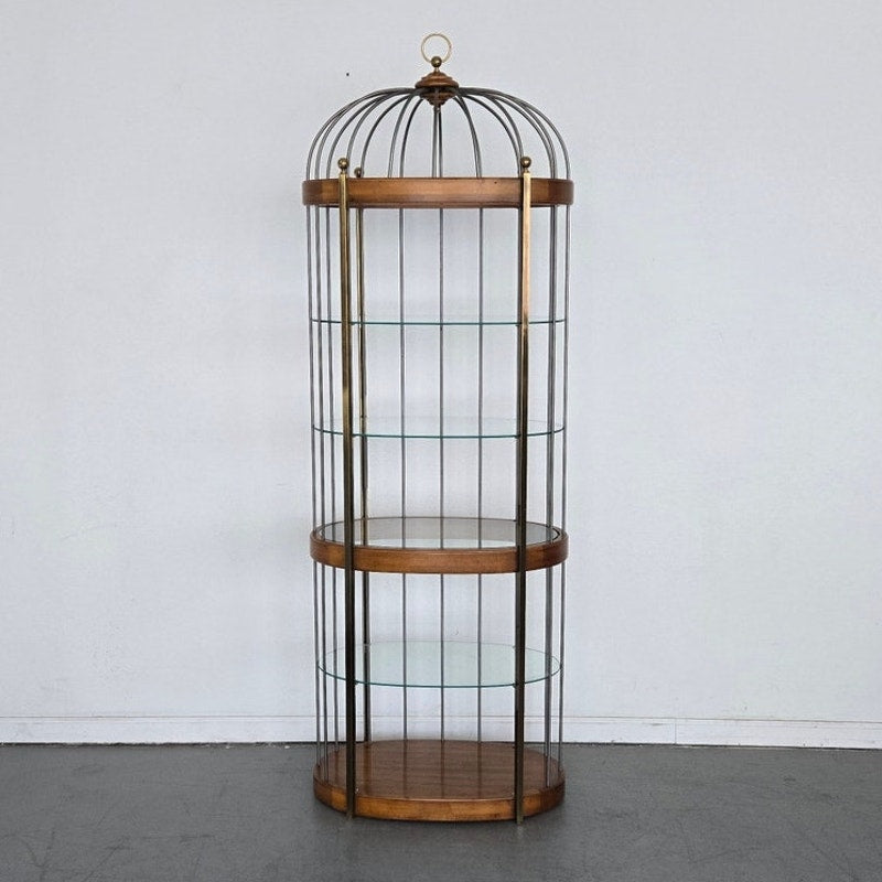 Vintage Birdcage-Style Curio Cabinet