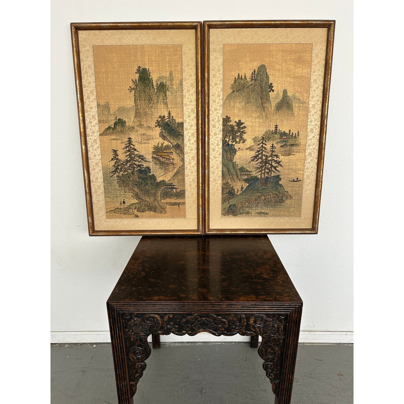 Vintage Framed Asian Landscape Art Prints (Set of 2)