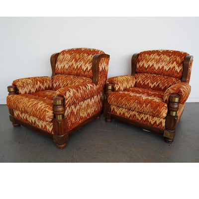 Vintage Riverside Upholstery Lounge Chairs & Ottomans (Set of 4)