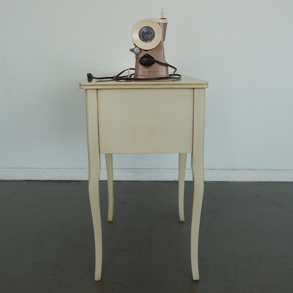 Vintage Singer Sewing Machine in French Provincial Cabinet