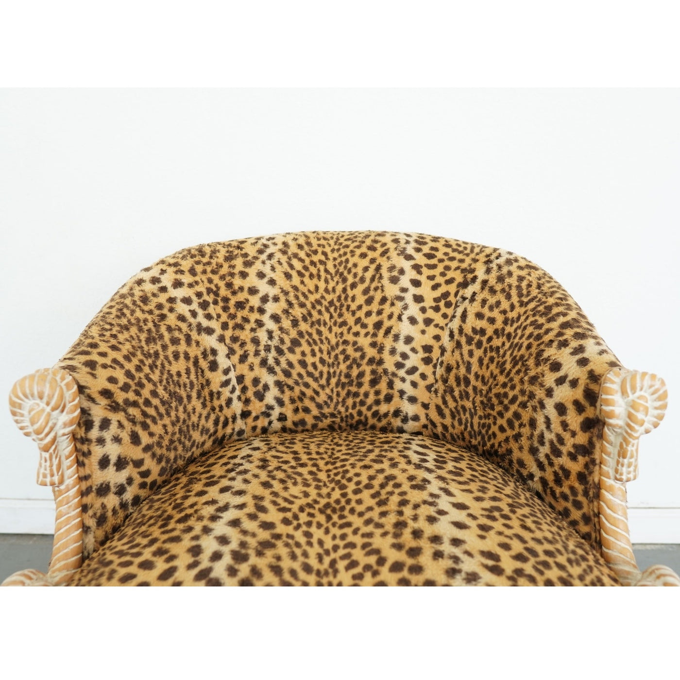 Napoleon III Style Rope-Carved Leopard Print Accent Chair