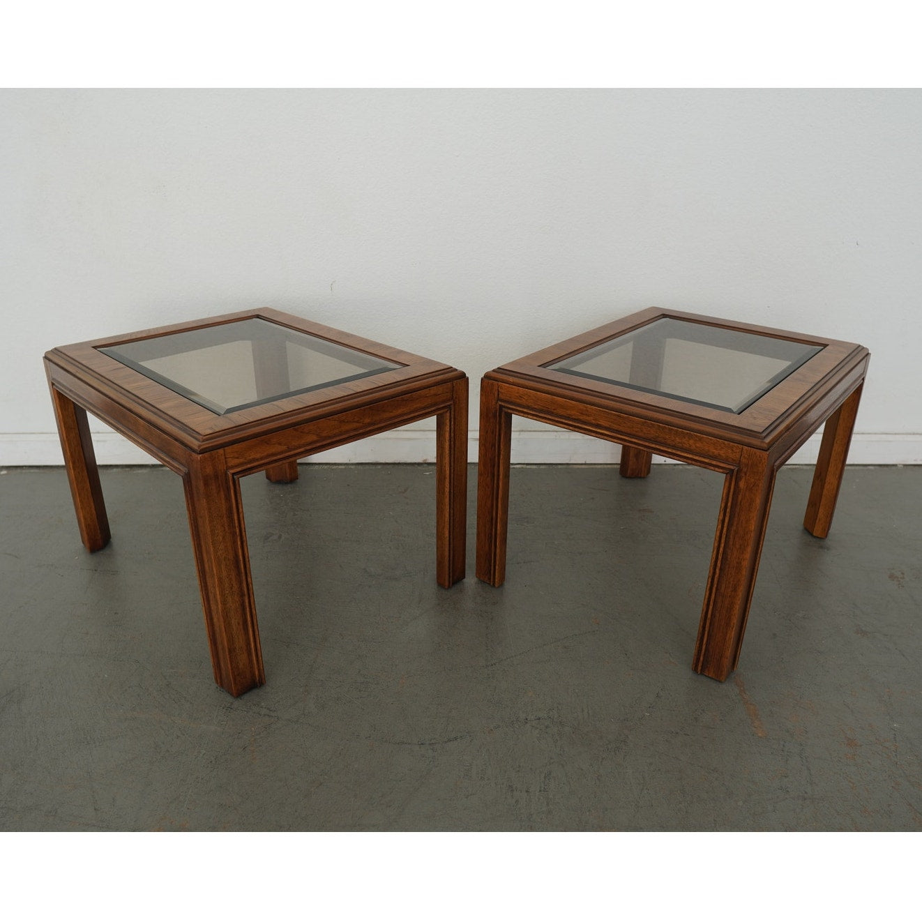Vintage Drexel Heritage Accolade Collection Glass-Top End Tables (Set of 2)