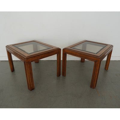 Vintage Drexel Heritage Accolade Collection Glass-Top End Tables (Set of 2)