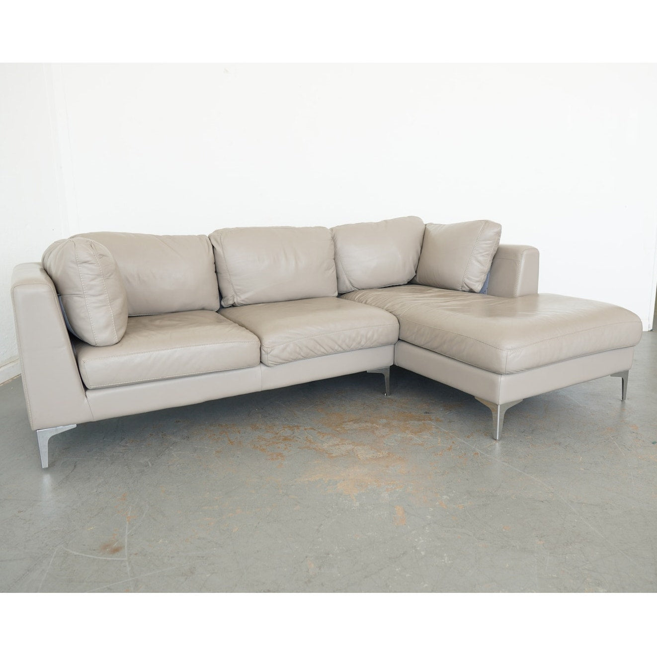 Design Within Reach Albert Leather Sofa with Chaise