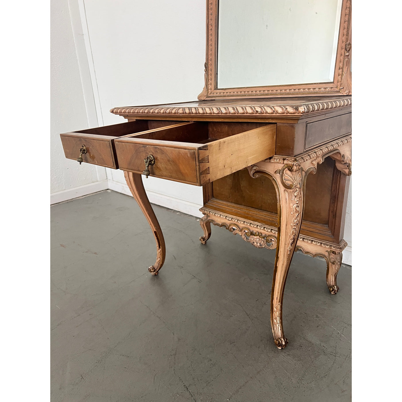 Antique French Rococo Revival Vanity with Mirror