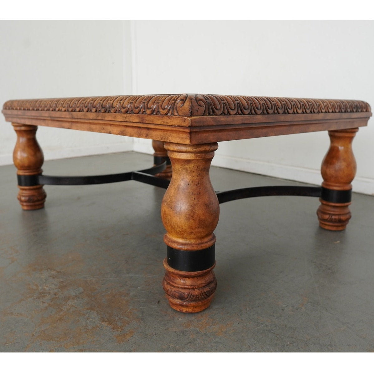 Ethan Allen Square Carved Coffee Table