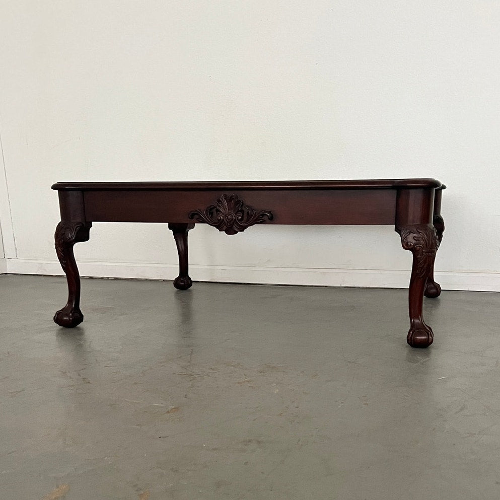 Vintage Henkel Harris Ball & Claw Carved Mahogany Coffee Table