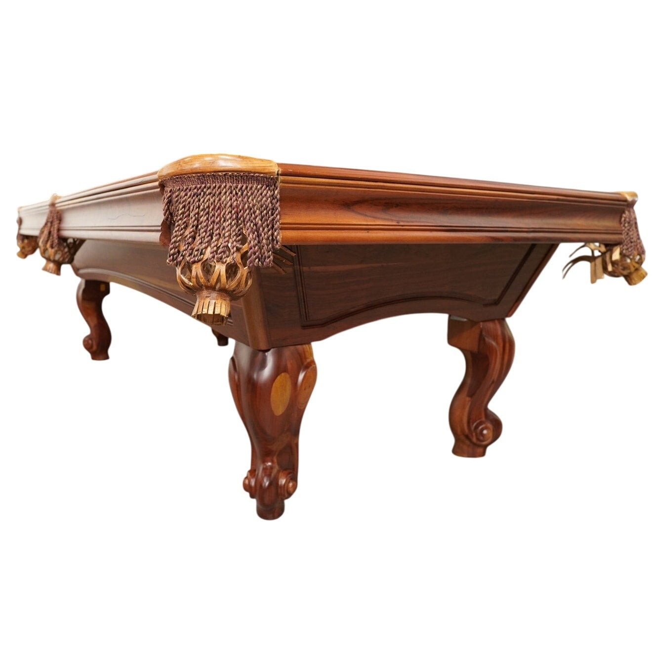 Solid Wood Pool Table – Ornate Carved Legs – 3-Piece Slate