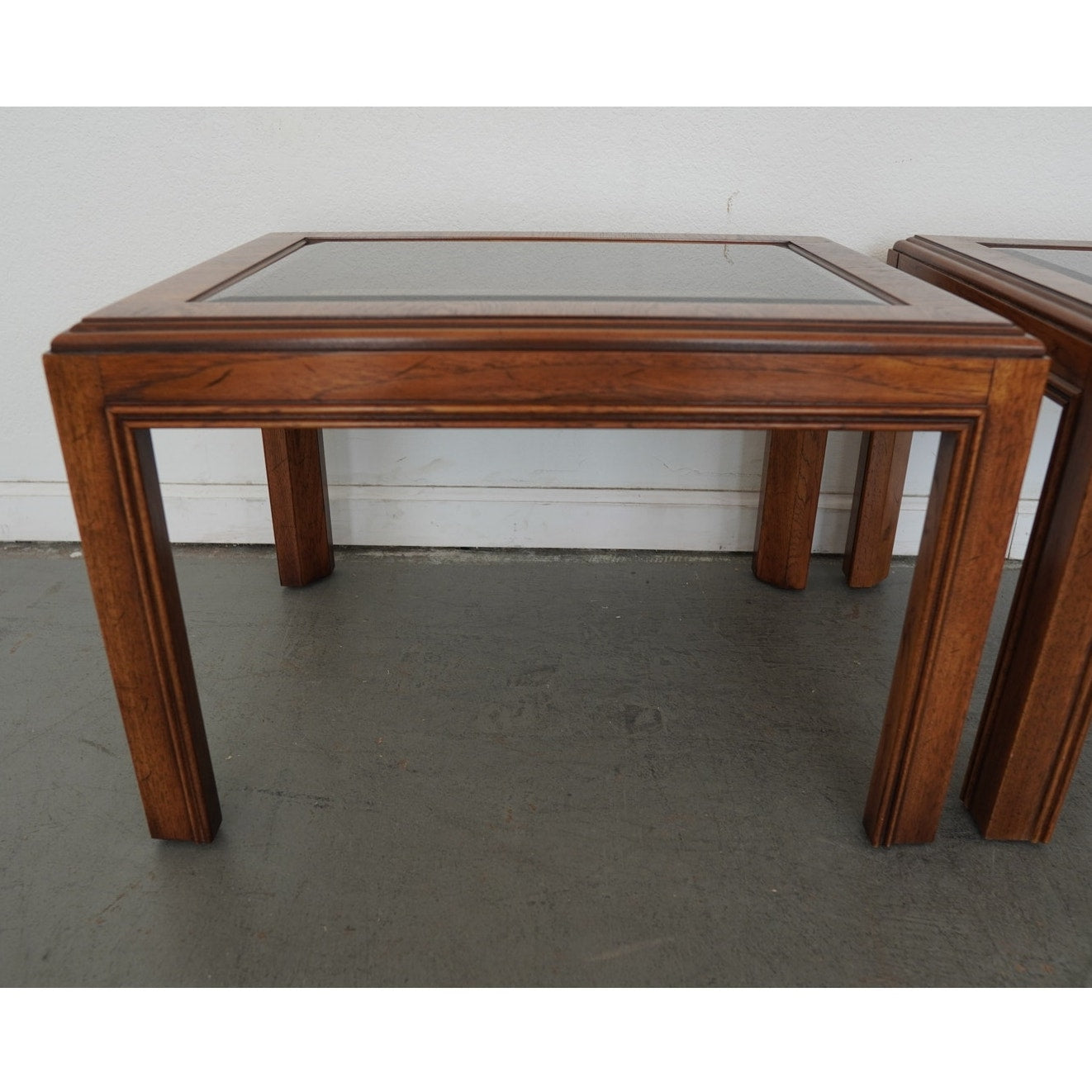 Vintage Drexel Heritage Accolade Collection Glass-Top End Tables (Set of 2)