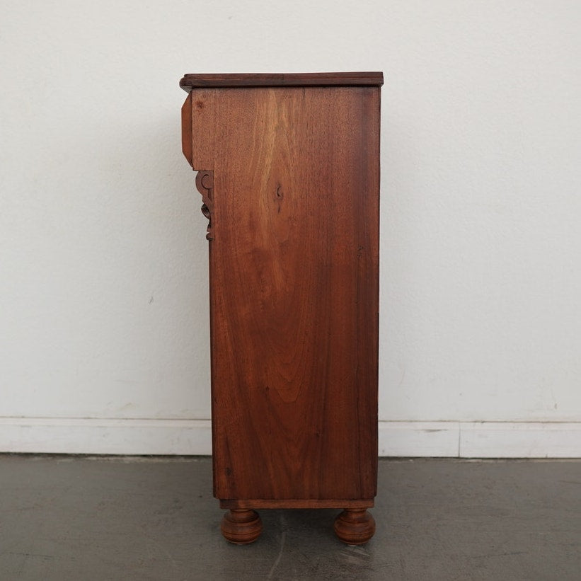Antique Carved Walnut Bedside Cabinet