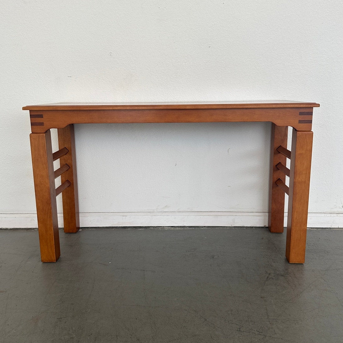 Mixed Wood Console Table with Inlay Top