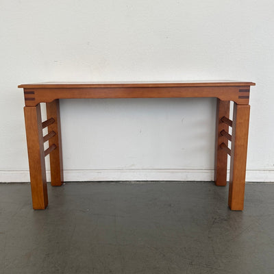 Mixed Wood Console Table with Inlay Top