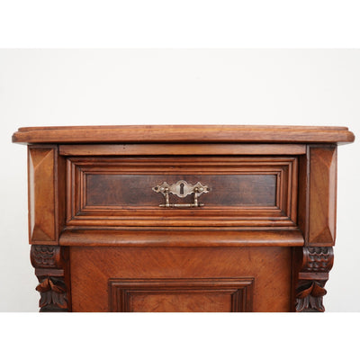 Antique Carved Walnut Bedside Cabinet