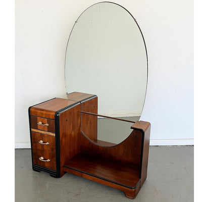 Vintage Doernbecher Furniture Co. Art Deco Waterfall Vanity & Stool