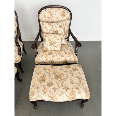 Vintage French Provincial Lounge Chairs & Ottomans (Set of 2)
