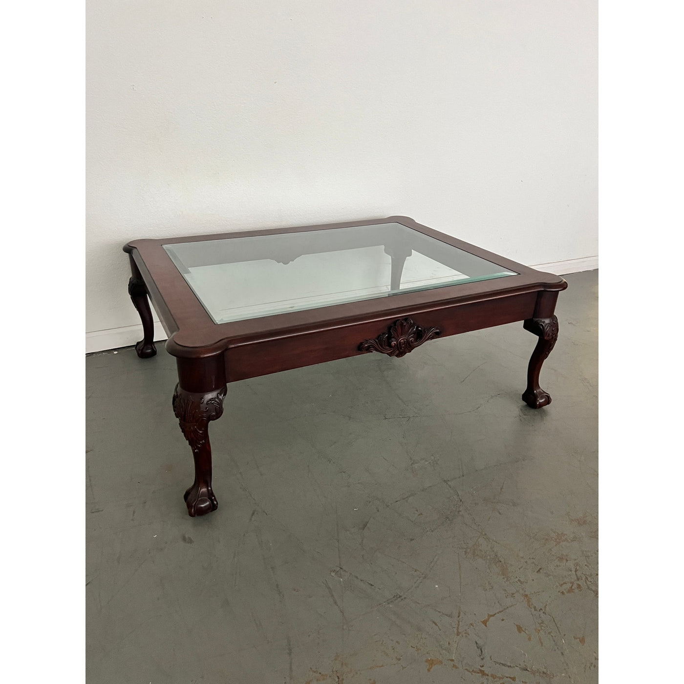 Vintage Henkel Harris Ball & Claw Carved Mahogany Coffee Table