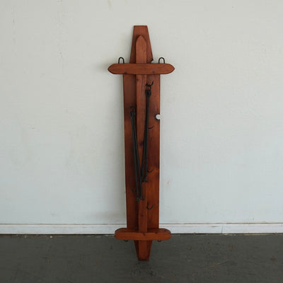 Vintage Rustic Wood & Iron Wall Pot Rack