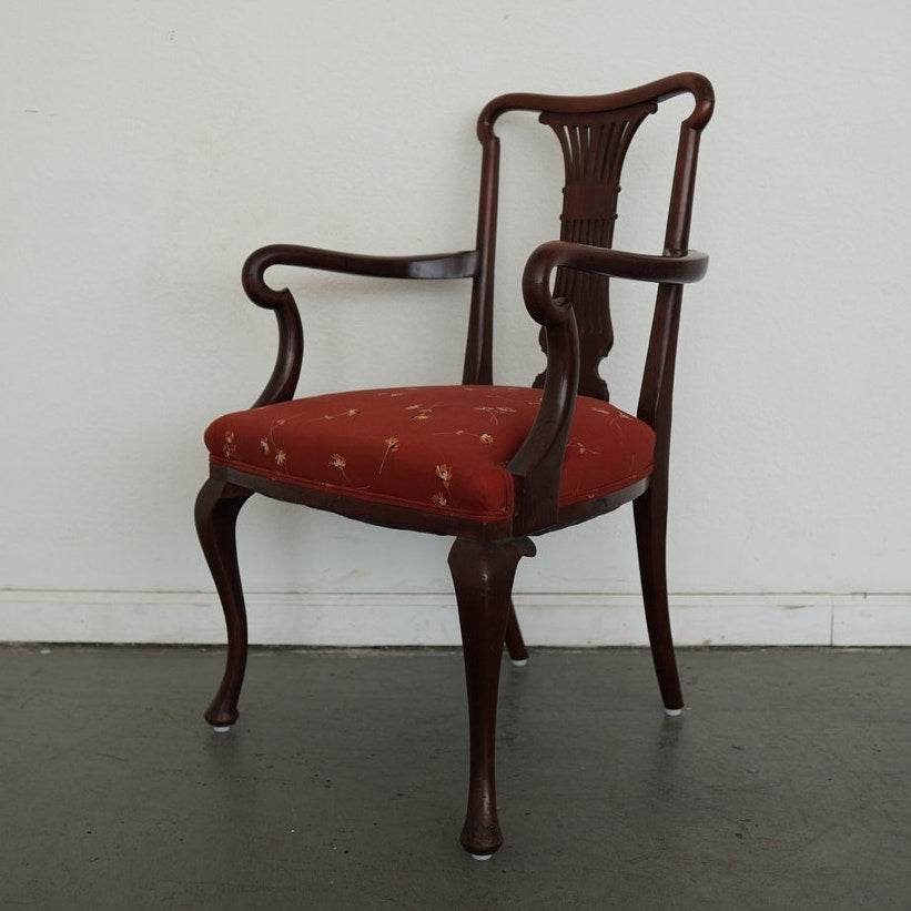 Vintage Mahogany Lyre-Back Armchair